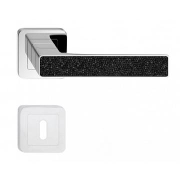 Manere usi Deco crom lucios cristale negre cu rozeta cheie de la Manere Usi Srl