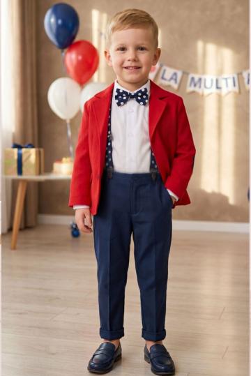 Costum ceremonie Romeo (1-4 ani) rosu de la Andreeatex