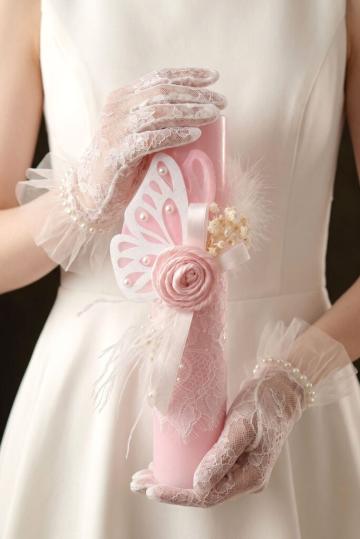 Lumanare botez Mariposa A39 - fluturi - roz de la Andreeatex