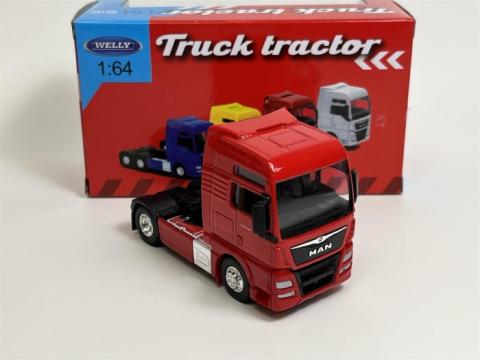 Macheta cap tractor MAN TGX XXL 2 axe rosu, scara 1:64, Well