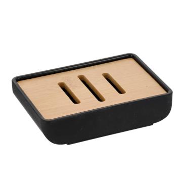 Sapuniera plastic / bambus dreptunghi - neagra de la URBANIX SRL
