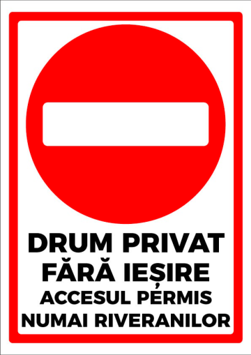 Indicator pentru drum privat fara iesire