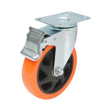 Roata pivotanta 125x31mm cu frana, PVC portocaliu de la Gold Smart Engine Srl
