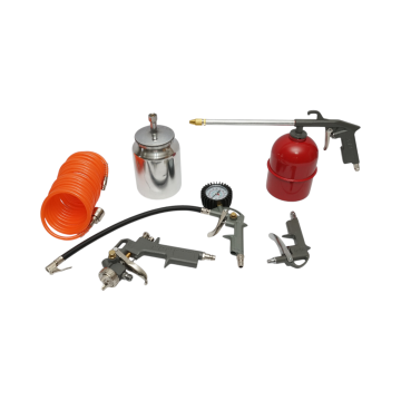 Set 5 piese aer comprimat cu furtun spiralat 5m
