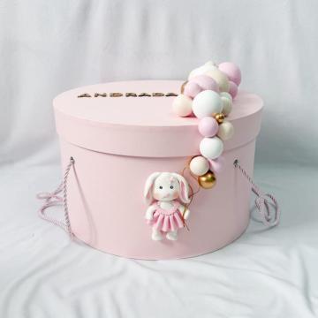 Cutie rotunda trusou personalizata handmade Iepuras de la Milan Handmade Srl