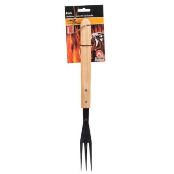Furculita pentru gratar, lunga, cu maner din lemn, 41 cm
