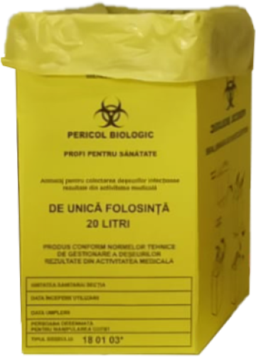Cutie carton cu sac pentru colectarea deseurilor medicale