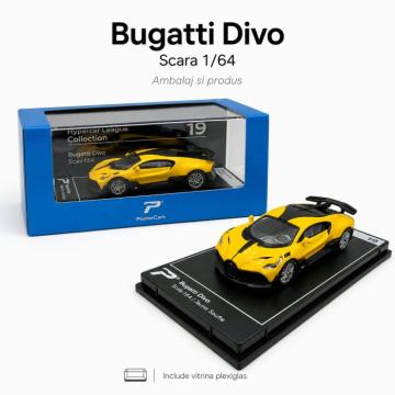 Macheta Bugatti Divo galben cu negru 1:64 Kinsmart de la Hobbyplanet Romania