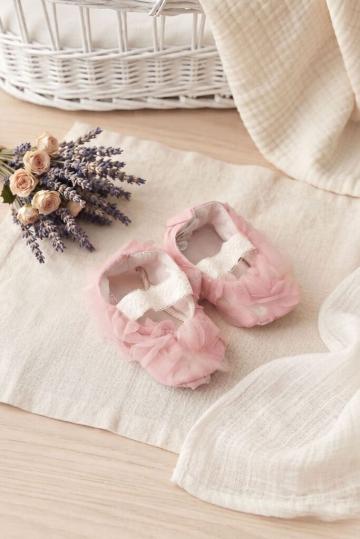 Botosei botez din tull cu trandafiri 3D - roz-vintage de la Andreeatex