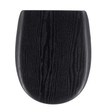 Capac toaleta 45 cm MDF prinderi inox - negru | capace WC de la URBANIX SRL