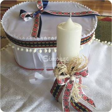 Set cutie trusou lumanare botez