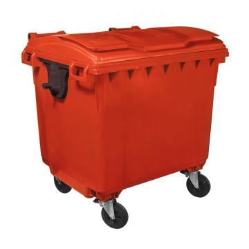 Container HDPE CLF 1100L cu capac plat rosu de la Sanito Distribution Srl